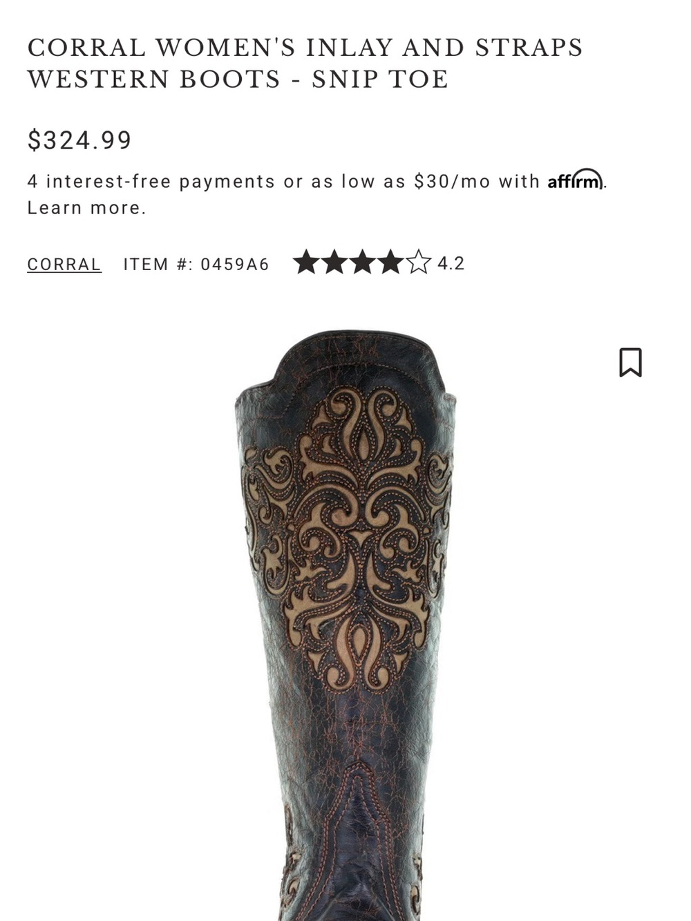 Corral Boots Embroidered Black and Tan Knee-High Heeled Snip Toe Boots - 7.5 - Picture 12 of 14